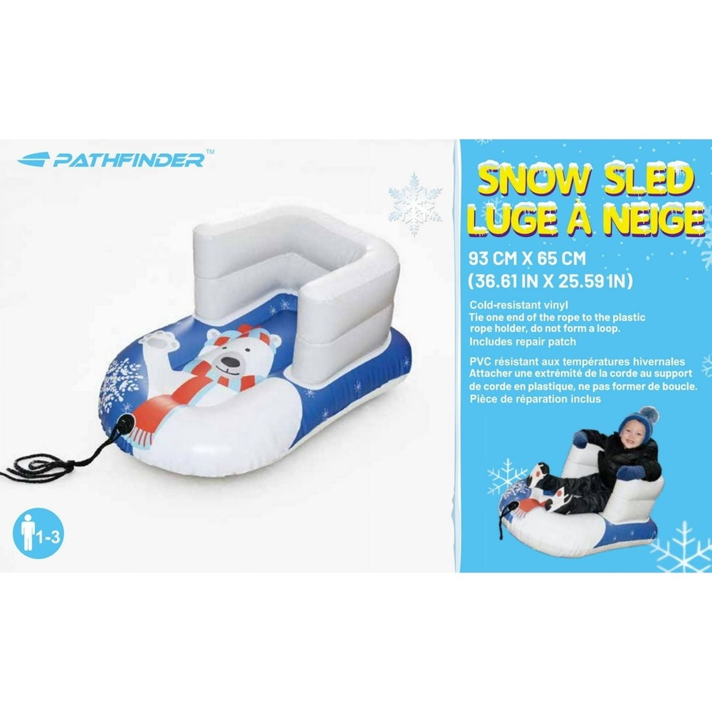 Pathfinder Polar Bear Inflatable Snow Sled for Babies and Toddlers Ages 1-3